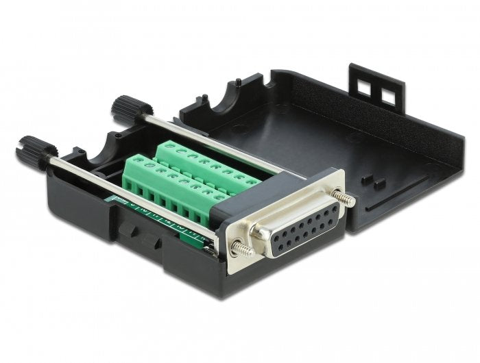 EAN 4043619665679 - DeLOCK 66567 cambiador de género para cable serial Sub-D15 16 pin terminal block Negro imagen 1