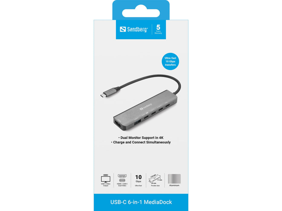 EAN 5705730136771 - Sandberg 136-77 base para portátil y replicador de puertos Alámbrico USB 3.2 Gen 1 (3.1 Gen 1) Type-C Gri imagen 2