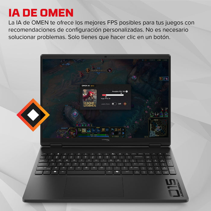 EAN 0821844741788 - HP HyperX OMEN 15 inch Gaming Laptop PC 15-gb0016ns AMD Ryzen™ 7 260 38,9 cm (15.3") 2K 24 GB DDR5-SDRAM  imagen 6