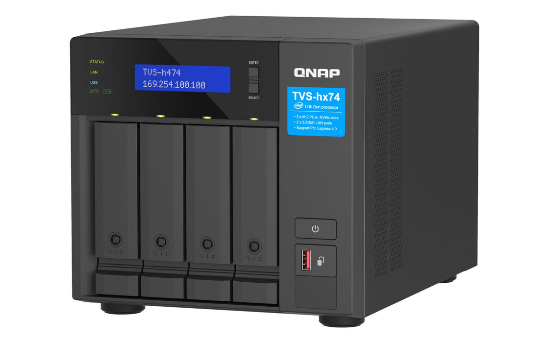 EAN 4711103082355 - QNAP TVS-H474 NAS Torre Intel® Core™ i3 i3-12100 8 GB DDR4 0 TB QuTS hero Negro imagen 6