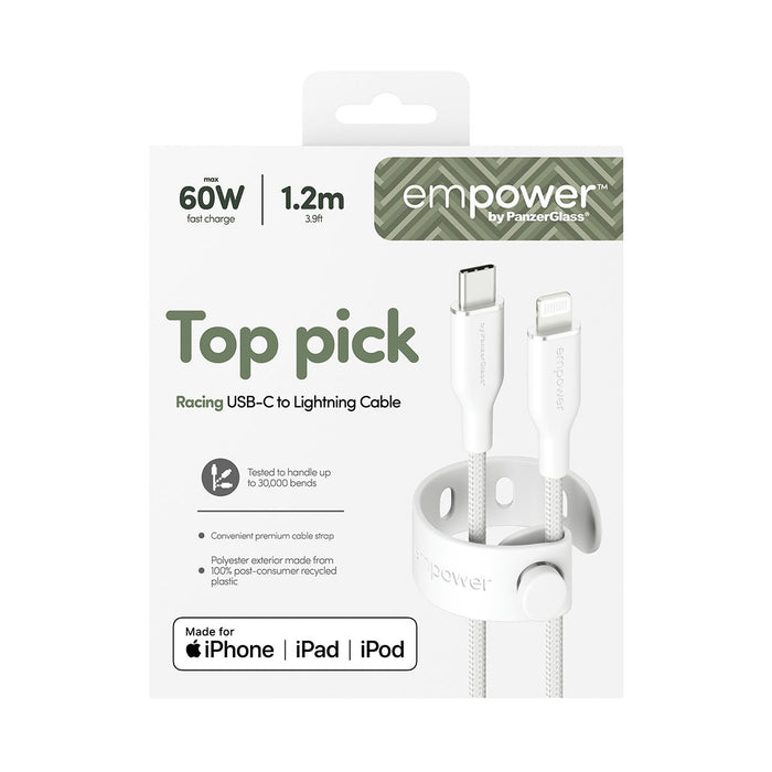 EAN 5715685027710 - PanzerGlass empower by ® Racing 60W USB-C to Lightning Cable | USB 2.0 | 1.2M | Silver White cable USB Bl imagen 3