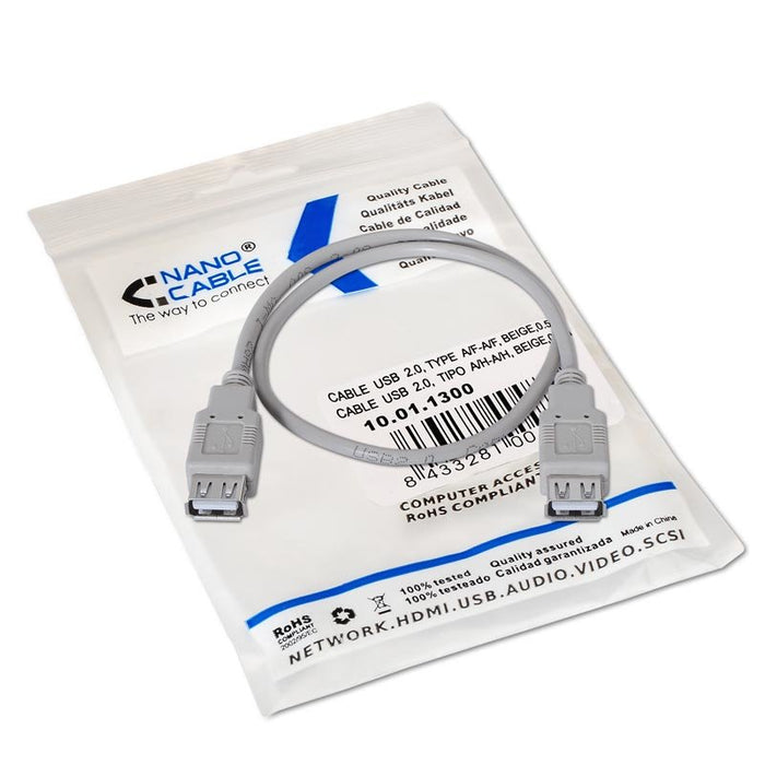 EAN 8433281004870 - Nanocable 10.01.1300 cable USB USB 2.0 0,5 m USB A Beige imagen 3
