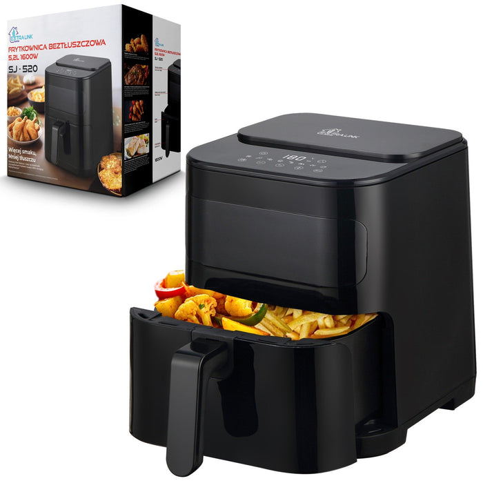 EAN 5906168634512 - Extralink HOME AIR FRYER 5.2L EU SJ-520 freidora Sencillo 5,2 L 1600 W Freidora de aire caliente Negro imagen 1