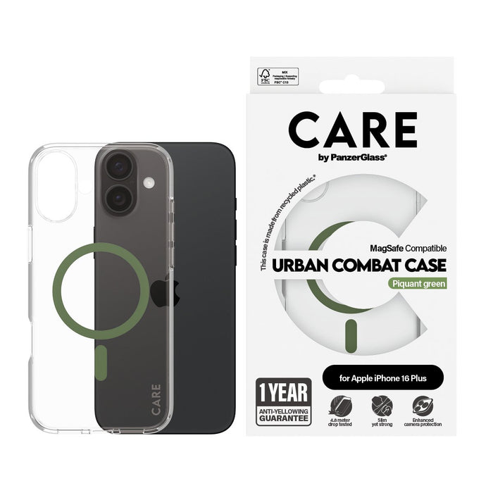 EAN 5715685004377 - PanzerGlass CARE™ by ® Urban Combat Case Transparent w. Green MagSafe iPhone 16 Plus funda para teléfono  imagen 2