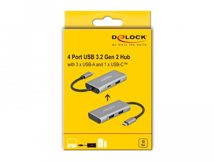 EAN 4043619632619 - DeLOCK 63261 hub de interfaz USB 3.2 Gen 2 (3.1 Gen 2) Type-C 10000 Mbit/s Negro, Gris imagen 4