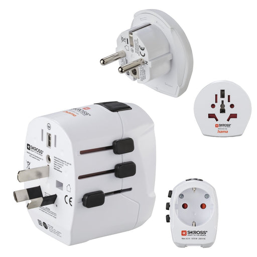 EAN 4047443491428 - Hama World Travel Pro Light USB adaptador de enchufe eléctrico Universal Blanco imagen 2