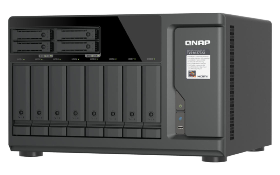 EAN 4711103091722 - QNAP TVS-H1277AX NAS Torre AMD Ryzen™ 5 16 GB DDR5 QNAP QTS Negro imagen 4