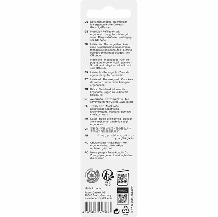 EAN 4005401407973 - Faber-Castell 14079 Azul Bolígrafo de punta retráctil con pulsador Medio 2 pieza(s) imagen 2