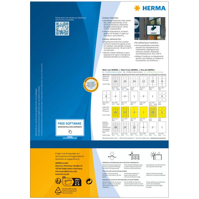EAN 4008705095013 - HERMA 9501 etiqueta autoadhesiva Rectángulo Permanente Blanco 50 pieza(s) imagen 2