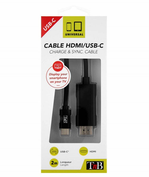 EAN 3303170091647 - T'nB HDMIUSBC adaptador de cable de vídeo 2 m HDMI tipo A (Estándar) USB Tipo C Negro imagen 2