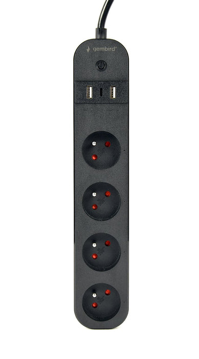 EAN 8716309128490 - Gembird TSL-PS-F4U-01 regleta inteligente 4 salidas AC Tipo F 1,5 m 3 3680 W Negro imagen 1