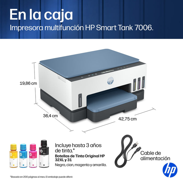 EAN 0195908302391 - HP Smart Tank 7006 All-in-One Printer Inyección de tinta térmica A4 4800 x 1200 DPI 15 ppm Wifi imagen 6