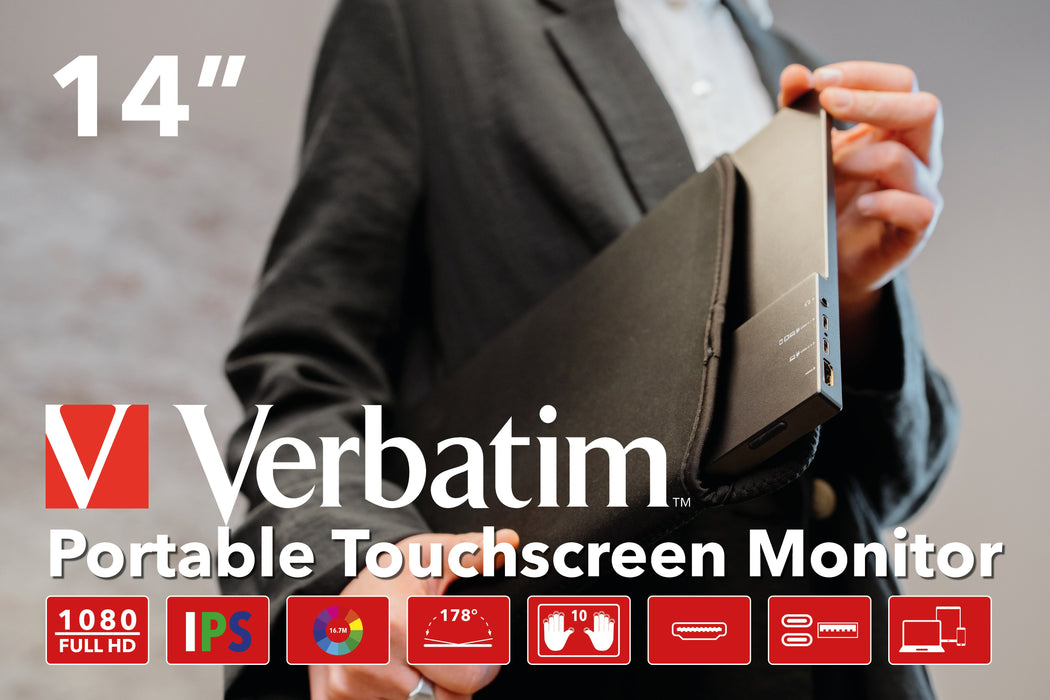 EAN 0023942495918 - Verbatim PMT-14 pantalla para PC 35,6 cm (14") 1920 x 1080 Pixeles Full HD Pantalla táctil Negro imagen 9