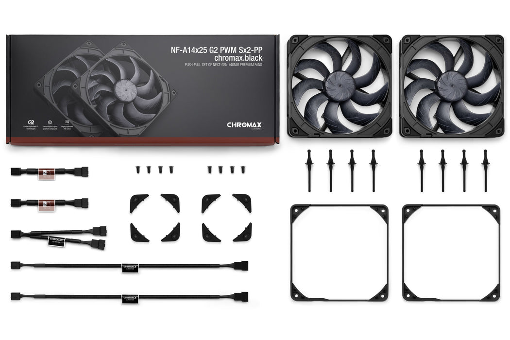 EAN 9010018100730 - Noctua NF-A14X25 G2 PWM SX2-PP CHROMAX.BLACK sistema de refrigeración para ordenador Carcasa del ordenado imagen 8