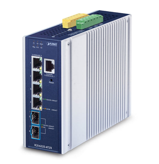 EAN 4711605286879 - PLANET IP30 Industrial L3 4-Port Gestionado 2.5G Ethernet (100/1000/2500) Aluminio, Azul imagen 1