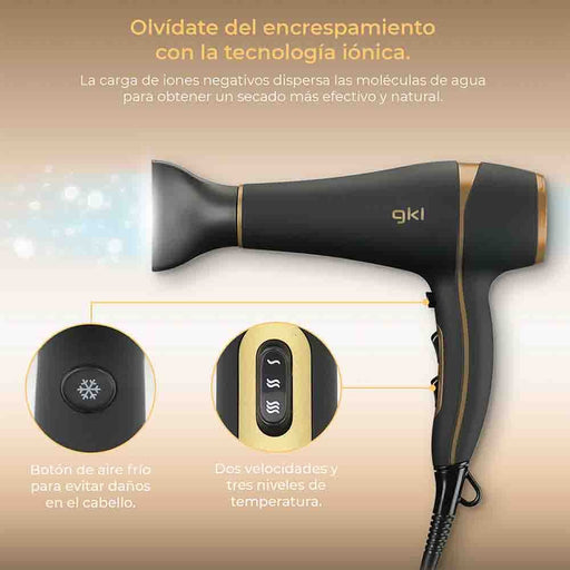 EAN 8426156016078 - Grunkel ONYX S2200 secador 2200 W Negro, Oro imagen 2