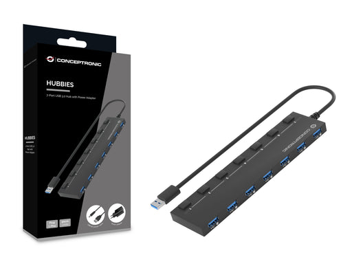 EAN 4015867235348 - Conceptronic HUBBIES19BP hub de interfaz USB 3.2 Gen 1 (3.1 Gen 1) Type-A 5000 Mbit/s Negro imagen 2