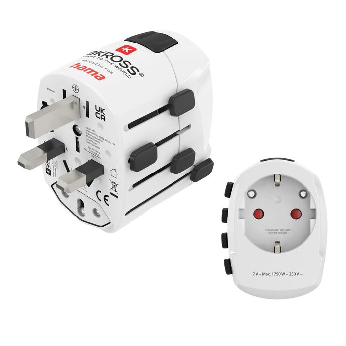 EAN 4047443560421 - Hama World Travel Pro adaptador de enchufe eléctrico Universal Tipo F Blanco imagen 1