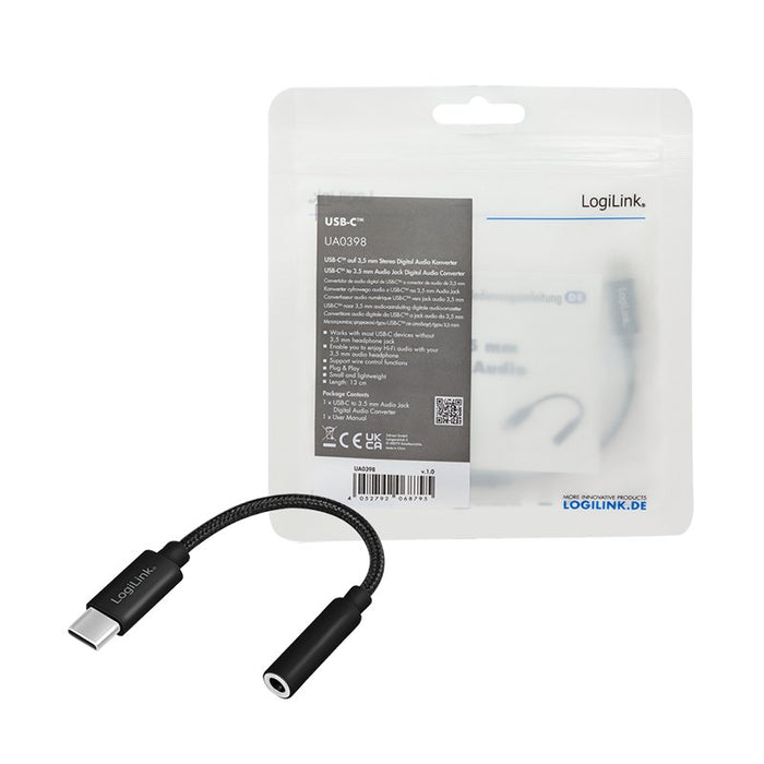 EAN 4052792068795 - LogiLink UA0398 cable de audio 0,13 m 3.5mm TRRS USB Tipo C Negro imagen 7