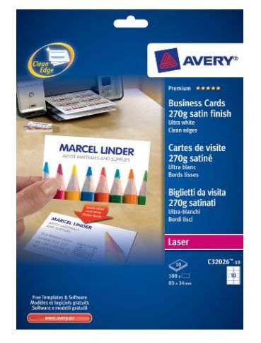 EAN 4004182029589 - Avery C32026-10 tarjeta de visita Laser Papel 100 pieza(s) imagen 1