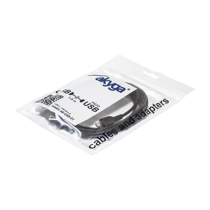 EAN 5901720130136 - Akyga AK-USB-01 cable USB USB 2.0 1,8 m Micro-USB B USB A Negro imagen 4
