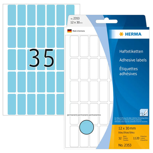 EAN 4008705023535 - HERMA 2353 etiqueta autoadhesiva Rectángulo redondeado Azul 1120 pieza(s) imagen 1