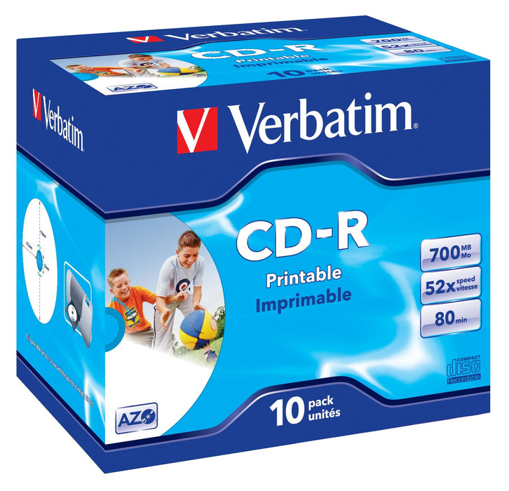 EAN 0023942433255 - Verbatim CD-R AZO Wide Inkjet Printable 700 MB 52x 10 pieza(s) imagen 1