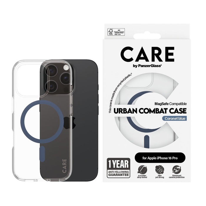 EAN 5715685004322 - PanzerGlass CARE™ by ® Urban Combat Case Transparent w. Blue MagSafe iPhone 16 Pro funda para teléfono mó imagen 2