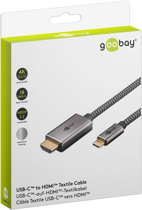 EAN 4040849756993 - Goobay 75699 adaptador de cable de vídeo 1 m USB Tipo C HDMI tipo A (Estándar) Negro, Plata imagen 3