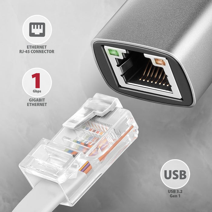 EAN 8595247907943 - Axagon ADE-TXCA Gigabit Ethernet Adapter USB-C+ USB-A - titangrau - Adapter - Digital/Daten 1000 Mbit/s imagen 2