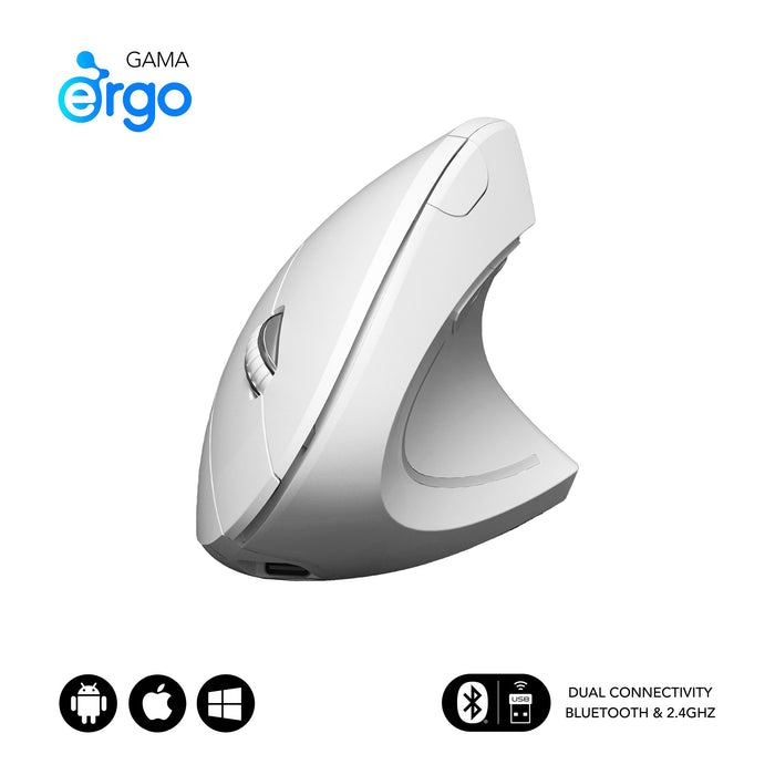 EAN 8436586743062 - SUBBLIM RATON OPTICO DUAL GLIDE VERTICAL ERGO DUAL BATERIA BLANCO ratón Universal mano derecha Bluetooth  imagen 1