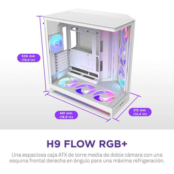 EAN 5056547207674 - NZXT H9 Flow RGB+ Midi Tower Blanco imagen 2