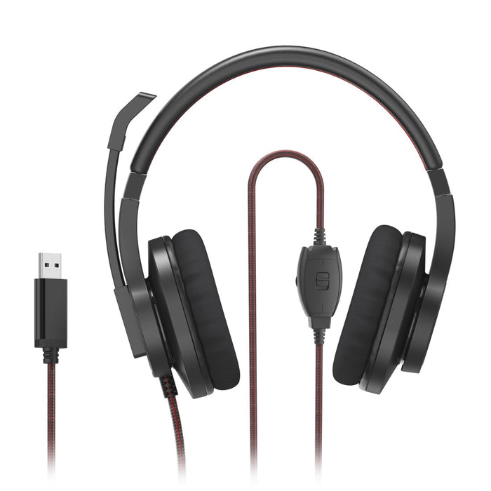 EAN 4047443471727 - Hama HS-USB400 V2 Auriculares Alámbrico Diadema Oficina/Centro de llamadas USB tipo A Negro, Rojo imagen 3