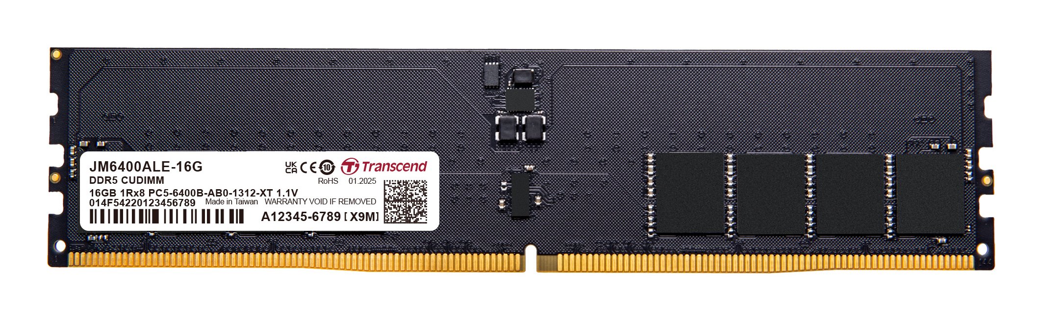 EAN 0760557854845 - Transcend JetRam JM6400ALE-16G módulo de memoria 16 GB 1 x 16 GB DDR5 288-pin DIMM imagen 1
