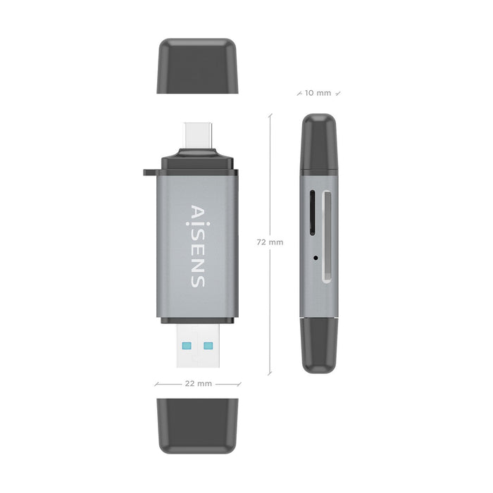 EAN 8435739903339 - AISENS ASCR-2AC11-GR lector de tarjeta USB 3.2 Gen 1 (3.1 Gen 1) Type-A/Type-C imagen 4