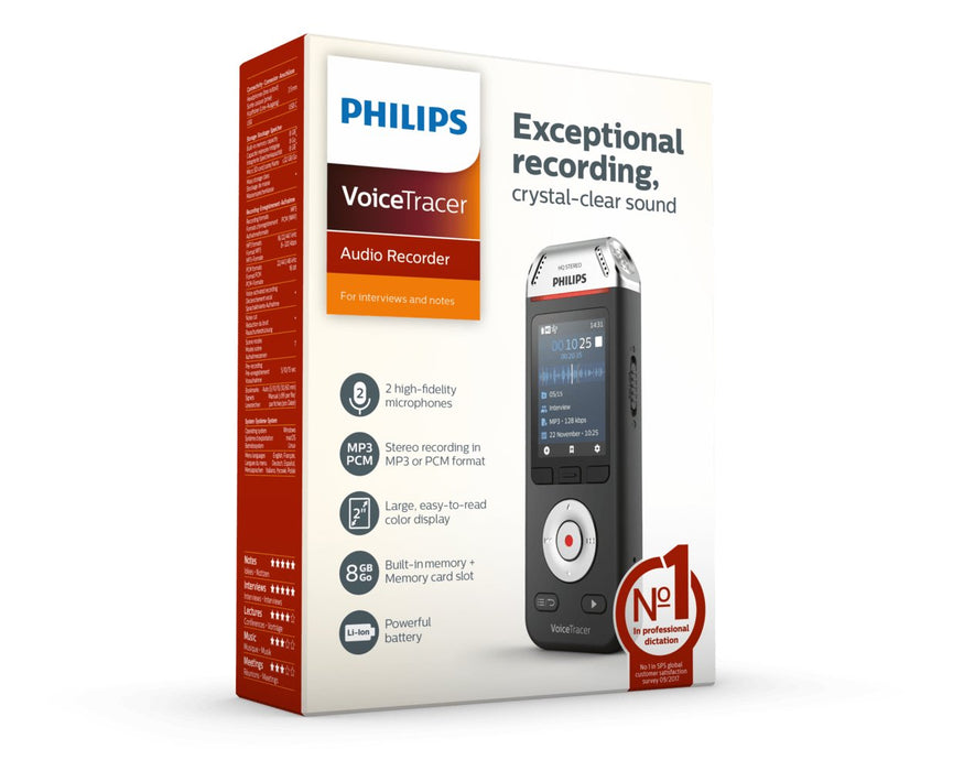 EAN 0855971006434 - Philips Voice Tracer DVT2110/00 dictáfono Tarjeta flash Negro, Cromo imagen 8