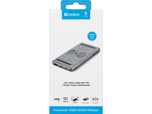 EAN 5705730420610 - Sandberg 420-61 batería externa Polímero de litio 10000 mAh Cargador inalámbrico Negro, Gris imagen 2