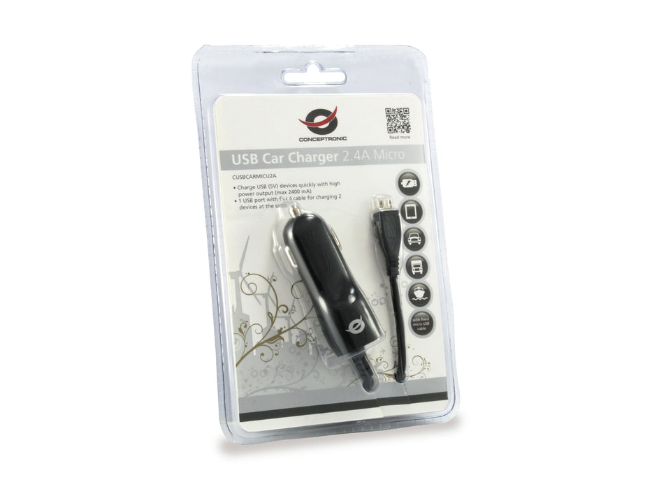 EAN 8714909027274 - Conceptronic CUSBCARMICU2A cargador de dispositivo móvil Universal Negro, Blanco Encendedor de cigarrillo imagen 6