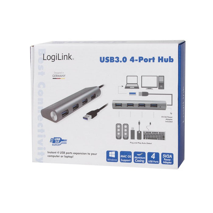 EAN 4052792048629 - LogiLink UA0307 hub de interfaz USB 3.2 Gen 1 (3.1 Gen 1) Type-A 5000 Mbit/s Aluminio imagen 3