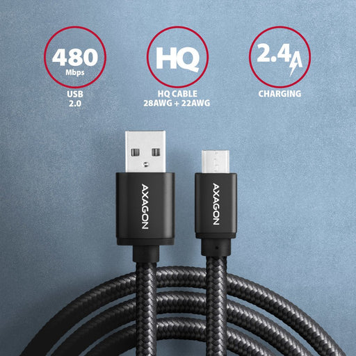 EAN 8595247905864 - Axagon BUMM-AM10TB cable USB USB 2.0 1 m Micro-USB B USB A Negro imagen 2
