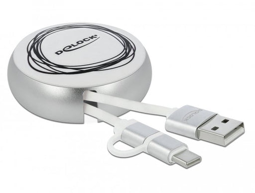 EAN 4043619858217 - DeLOCK 85821 cable USB USB 2.0 0,92 m USB A USB C/Micro-USB B Plata, Blanco imagen 1