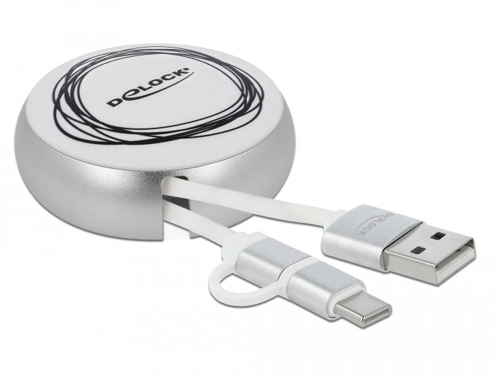 EAN 4043619858217 - DeLOCK 85821 cable USB USB 2.0 0,92 m USB A USB C/Micro-USB B Plata, Blanco imagen 1