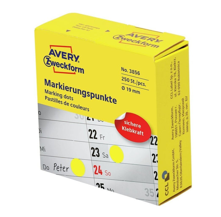 EAN 4004182038567 - Avery 3856 etiqueta autoadhesiva Alrededor Permanente Amarillo 250 pieza(s) imagen 1