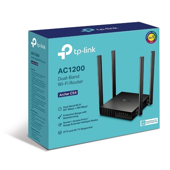 EAN 1210002615907 - TP-Link Archer C54 router inalámbrico Ethernet rápido Doble banda (2,4 GHz / 5 GHz) Negro imagen 4