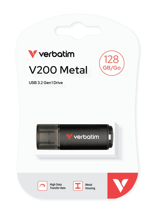EAN 0023942302124 - Verbatim V200 Metal USB Drive 128 GB unidad flash USB USB tipo A 3.2 Gen 1 (3.1 Gen 1) Negro imagen 2