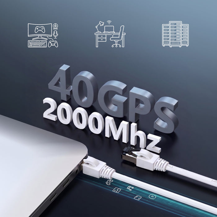 EAN 5904960297829 - Extralink LAN PATCHCORD CAT.8 U/FTP 0,5M 40G FLAT SHIELDED FOILED TWISTED PAIR BARE COPPER WHITE cable de imagen 12