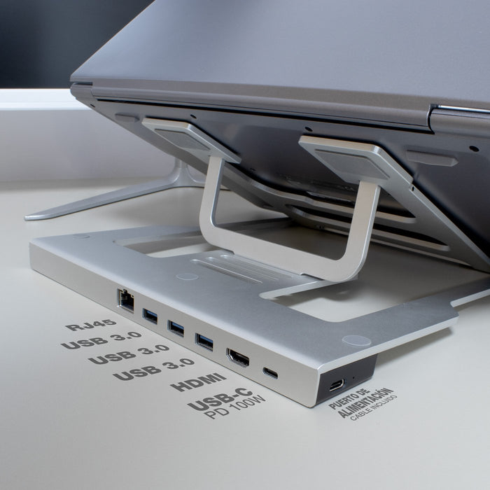 EAN 8436624420245 - CoolBox Coo-atril-dock Alámbrico USB 3.2 Gen 1 (3.1 Gen 1) Type-C Gris imagen 3