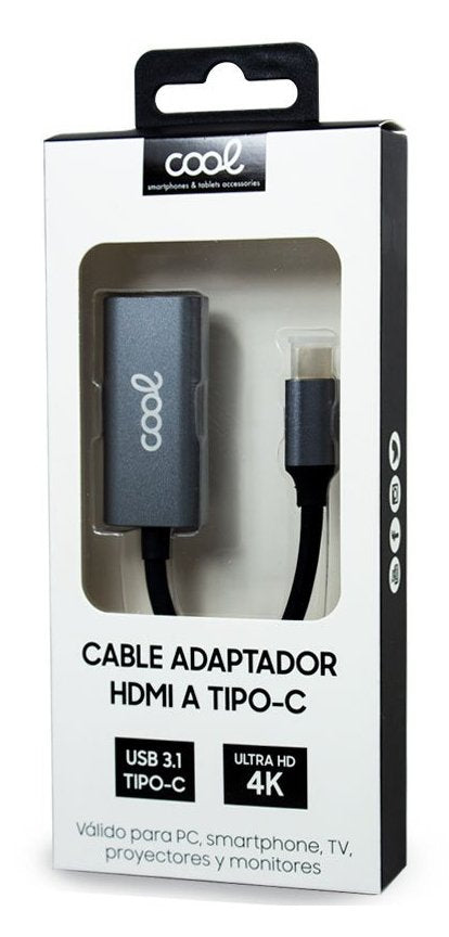 EAN 8434847050652 - COOL Accesorios 8434847050652 adaptador de cable de vídeo HDMI tipo A (Estándar) USB Tipo C Negro, Plata imagen 2