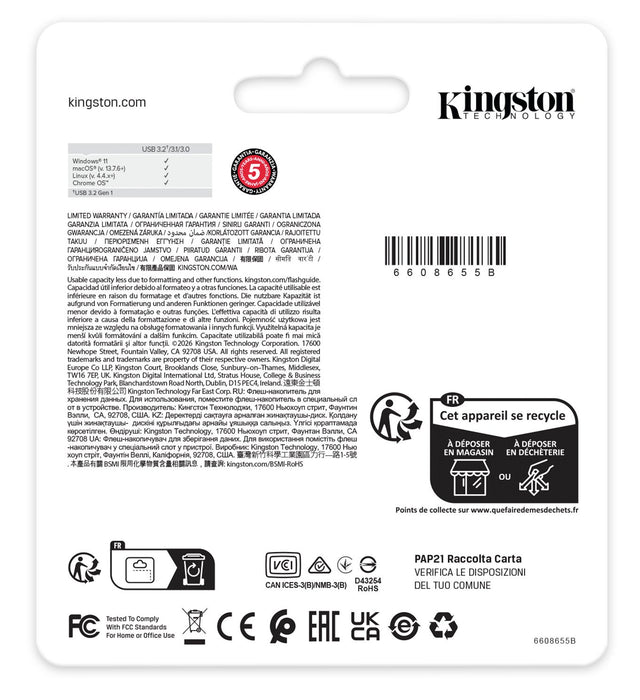 EAN 740617354393 - Kingston Technology DataTraveler Kyson unidad flash USB USB tipo A 3.2 Gen 1 (3.1 Gen 1) Acero inoxidable imagen 6