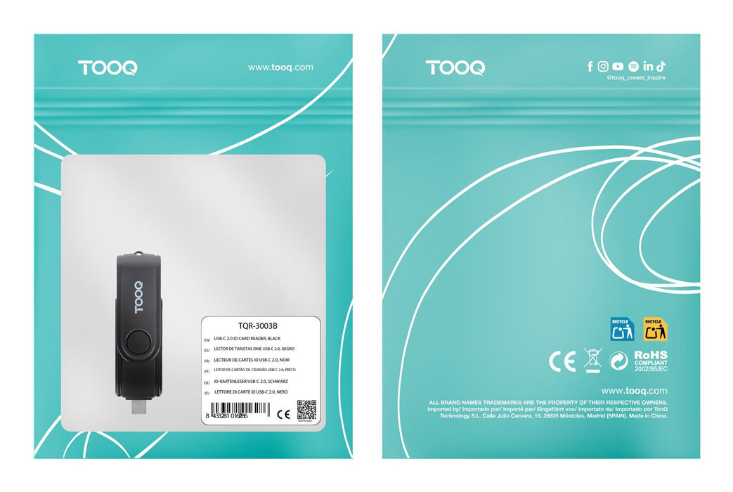 EAN 8433281016286 - TooQ TQR-3003B lector de tarjeta imagen 6